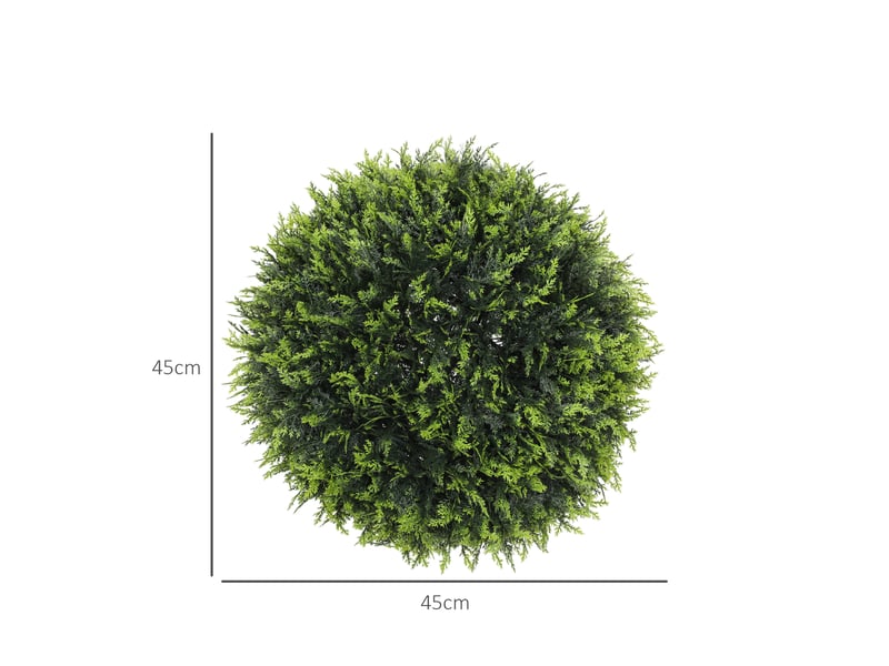  Lot de 2 plantes sphériques artificielles à feuilles de cèdre pour la maison et le jardin, ø 45 cm, vertes  - Conforama E