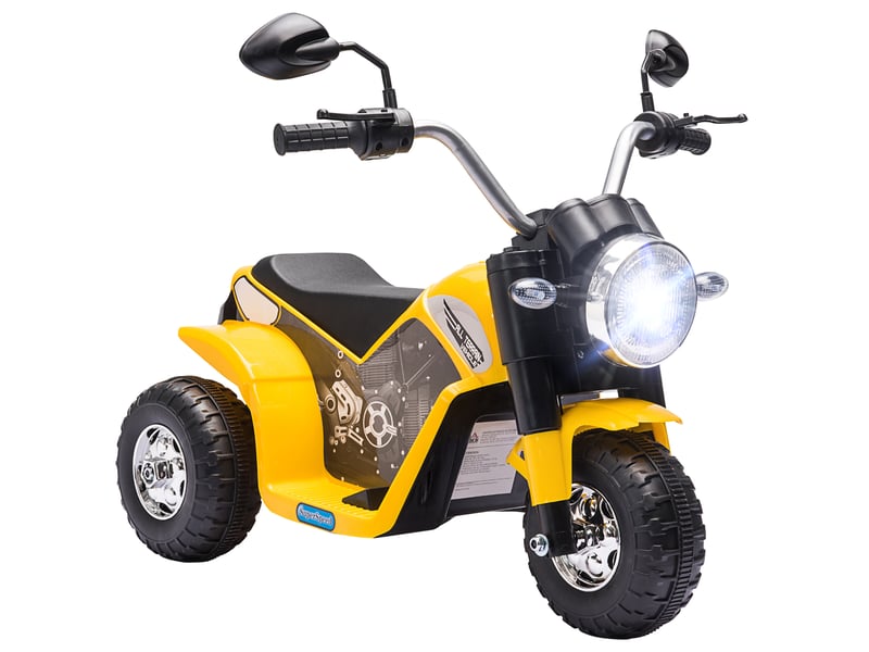  Tricycle électrique pour enfants (18-36 mois), batterie 6v, avec phare et klaxon, 72 x 57 x 56 cm, jaune  - Conforama B