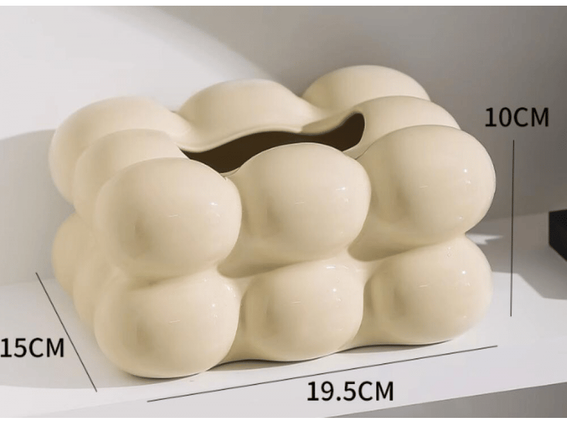  Boîte à mouchoirs rectangulaire en céramique style boule de couleur pure pour la maison, le bureau (beige)  - Conforama B