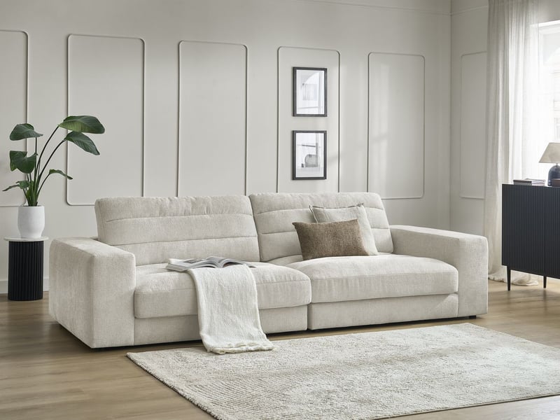  Bobochic canapé droit fixe 3 places sierra tissu texturé beige SIERRA - Conforama B