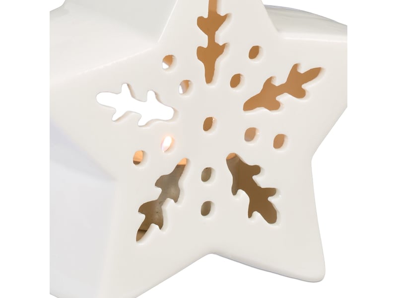  Photophore en forme d'étoile décoration intérieur ambiance cosy 15 x 15 x 15 cm en céramique blanche 13_0015170  - Conforama D