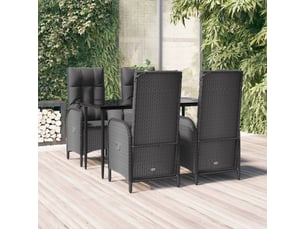 Vidaxl ensemble à manger de jardin coussins 5pcs noir résine tressée