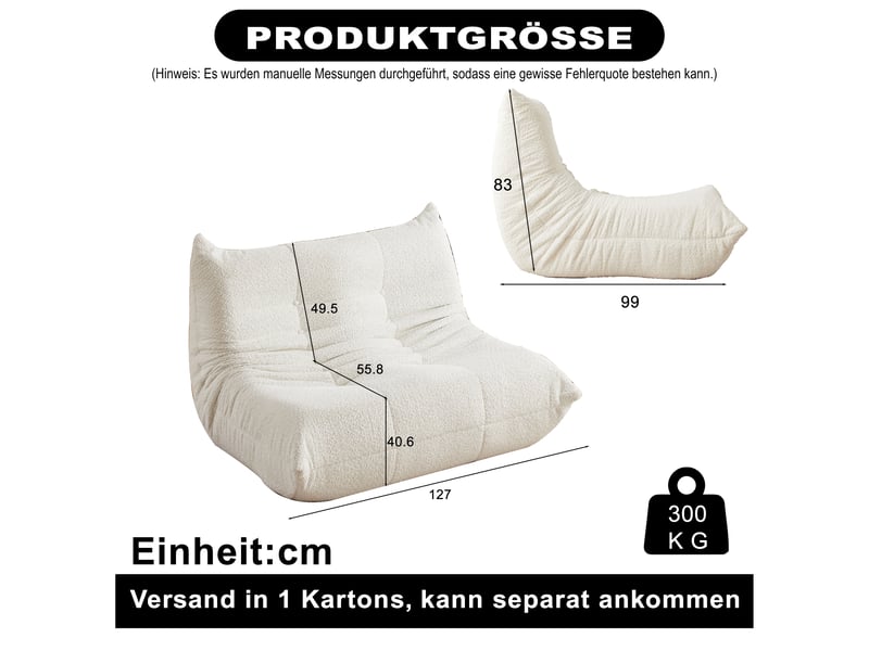 Canapé chauffeuse d’ sol sans accoudoirs en chenille respirante mousse haute densité élasticité dossier incurvé ergonomique sans montage beige - Conforama D