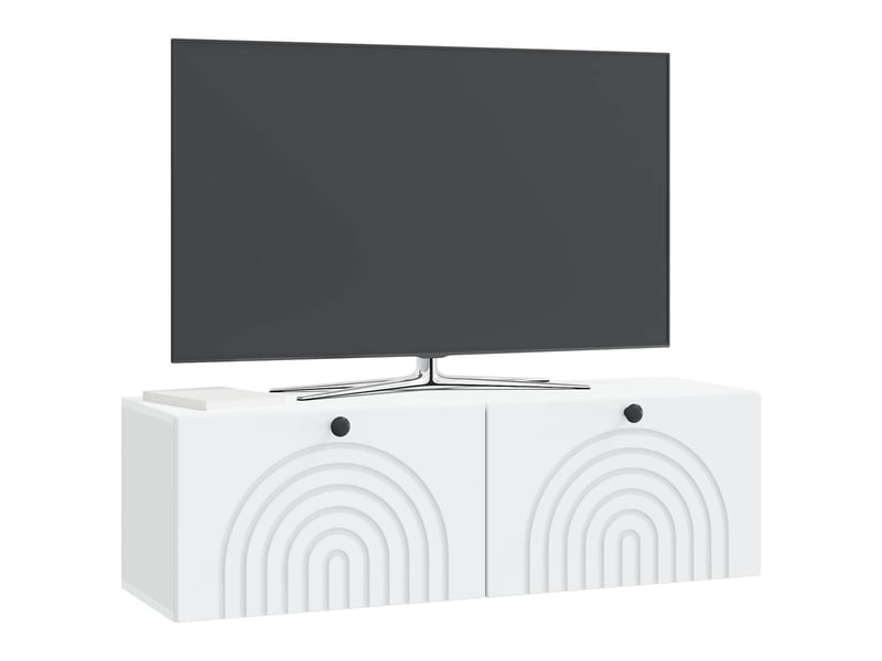  Meuble tv - banc tv - meuble de rangement mural blanc 98 x 31 x 30 cm bois d'ingénierie  - Conforama C