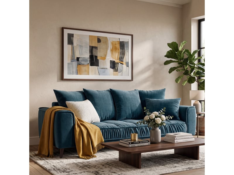  Canapé droit altamo en velours bleu pétrole - 3 places 3CA51.PI.3D.24 - Conforama B