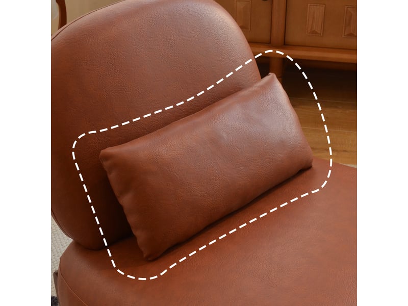  Fauteuil de lecture sans accoudoirs en simili-cuir, pieds en bois massif  - Conforama C