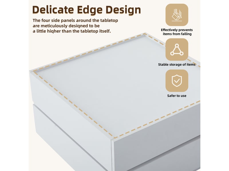  Table basse rotative 60x60x38cm, table carré avec 2 tiroirs, meuble salon, panneau de particules, blanc  - Conforama R