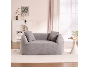 Canapé 2 places courbe 155x90x67 cm - 2 coussins et finitions lacées - chenille compressée, canapé compressé - gris