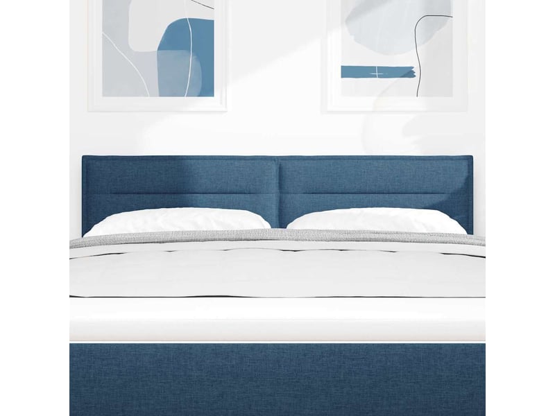 Tête de lit | panneau de tête de lit led avec bandes led bleu 160 cm tissu - Conforama D