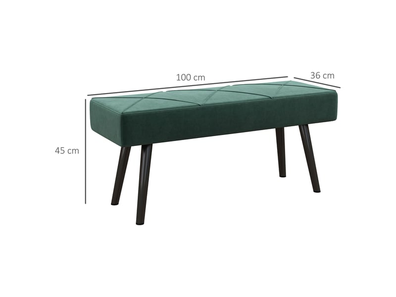  Banc 100x36x45 cm effet velours métal vert  - Conforama E