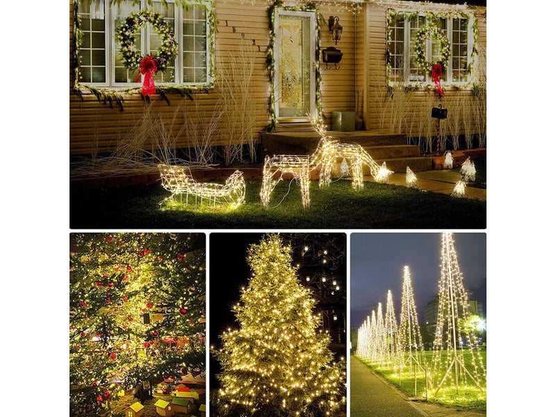  Guirlande lumineuse solaire, lumières de jardin (200 led 8 modes) 22m 78ft, exterieur étanche lampe solaire, lumière décorée étanche  - Conforama B