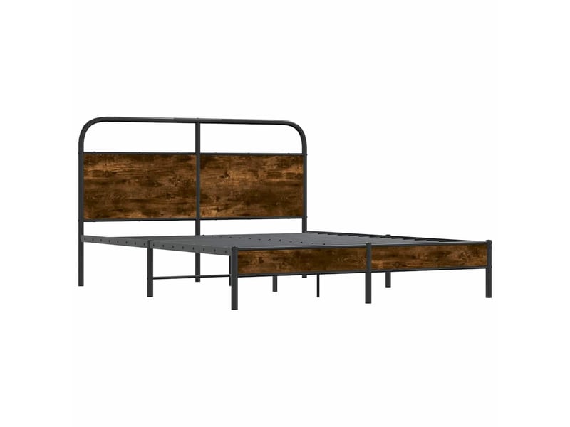  Lit double- lit adulte -  cadre de lit sans matelas 150x200 cm chêne fumé bois ingénierie  - Conforama C