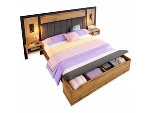 Lit avec rangement 180x200 cm    coloris bois clair