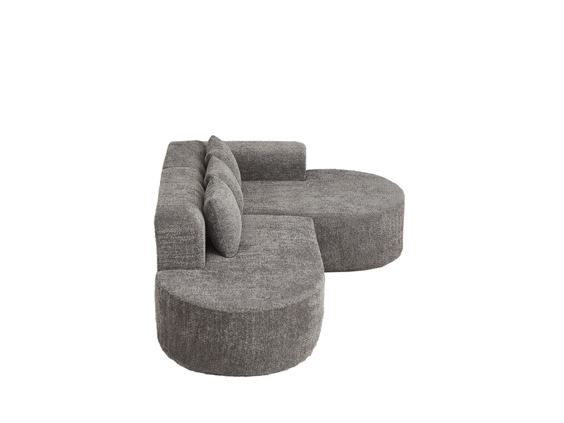  Canapé d’angle 3 places avec 3 coussins de dossier, en tissu chenille gris anthracite  - Conforama R
