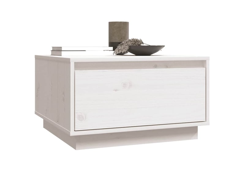  Table basse | table d'appoint salon blanc 55x56x32 cm bois massif de pin  - Conforama D