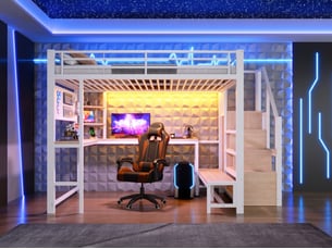 Lit mezzanine 140x200 cm BGSRYAO coloris blanc