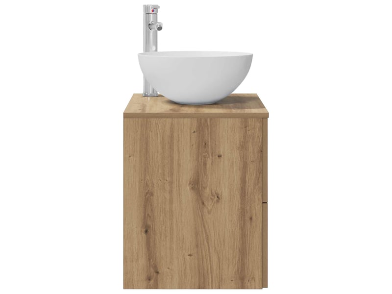  Meuble lavabo mural, meuble de rangement chêne artisanal 49.5x35x63 cm  - Conforama D