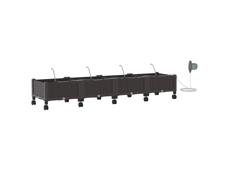 Jardinière - porte-plante de jardin avec irrigation et roues 4 pcs marron pp - Conforama A