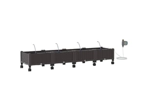 Jardinière - porte-plante de jardin avec irrigation et roues 4 pcs marron pp