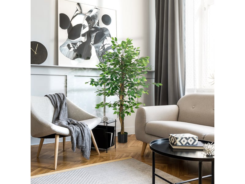  Ficus artificiel de 150 cm de haut pour l'intérieur, pot inclus  - Conforama D