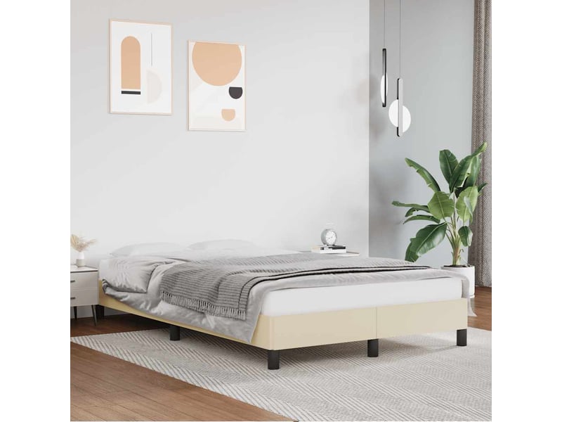  Lit double- lit adulte -  cadre de lit sans matelas crème 120x190 cm similicuir  - Conforama C