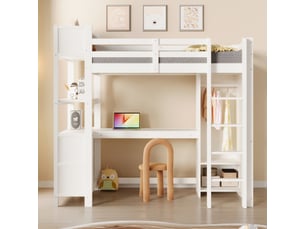 Lit mezzanine 90x200 cm <strong>ZOVIRA</strong> <strong></strong> coloris blanc