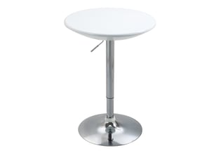 Table de salle à manger réglable en hauteur avec plateau rotatif, pied en métal, blanche, pour cuisine ø61 × 76-97 cm