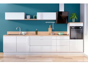 Cuisine sur mesure en kit <strong>Moka</strong> Blanc brillant fabriquée en France