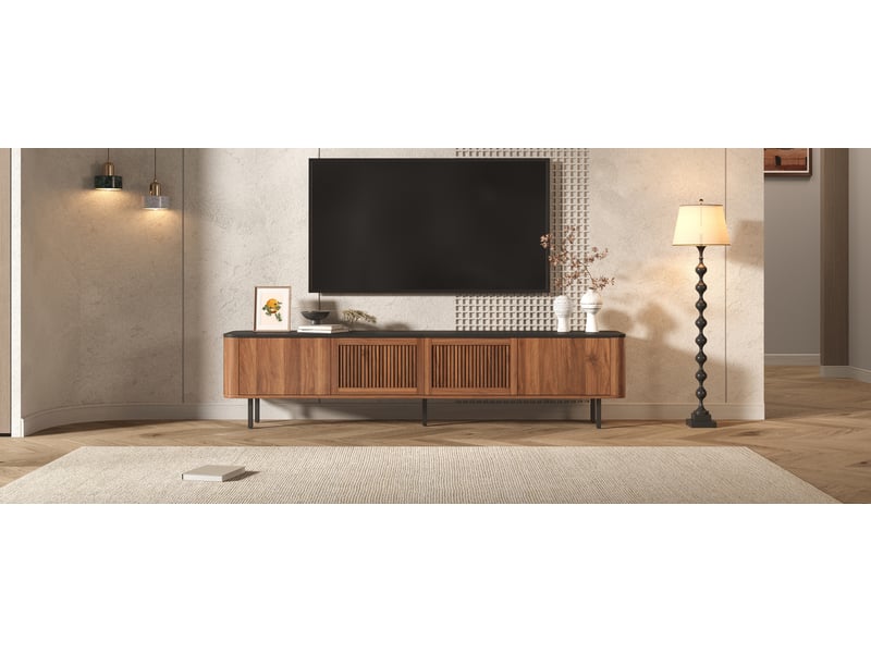  Meuble tv moderne, panneau tv, support tv 190 x 35 x 45 cm, meuble tv bas. Design unique, meuble salon  - Conforama W