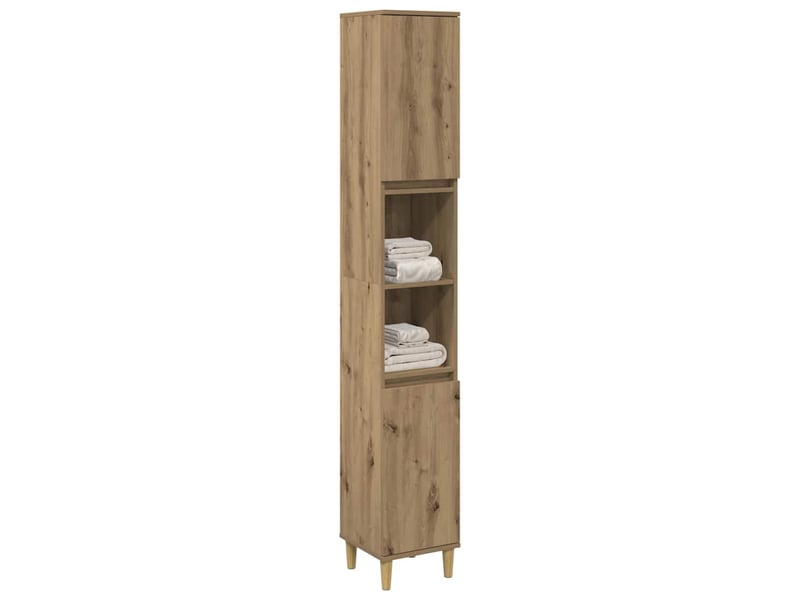  Armoire de salle de bain, meuble de rangement chêne artisanal 30x30x190 cm  - Conforama C