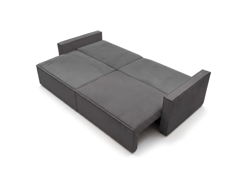  Farah - canapé droit 3 places convertible accoudoirs slim en velours cotelé  - Conforama D