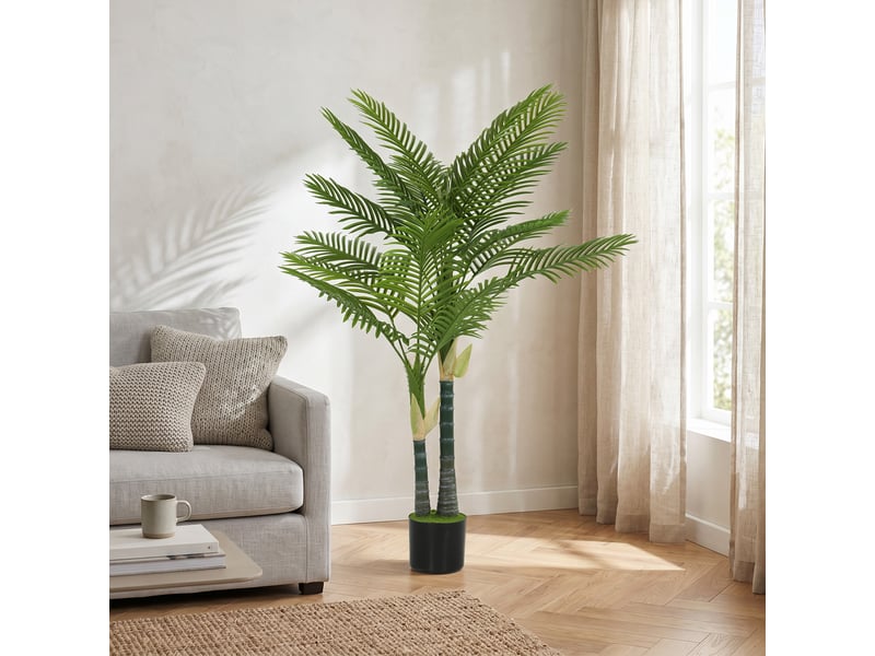  Palmier artificiel de 150 cm, avec 16 palmes, grande plante artificielle en pot pour salon ou balcon, vert  - Conforama D