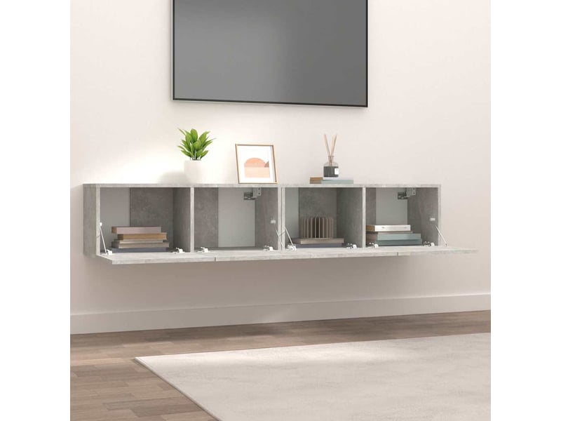  Meubles tv - banc tv - meuble de rangement 2 pcs gris béton 80x30x30 cm bois d'ingénierie  - Conforama C