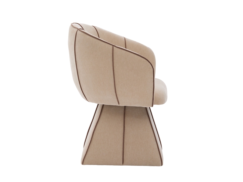  Fauteuil pivotant en chenille camel, dossier haut ergonomique, pour salon et chambre  - Conforama E