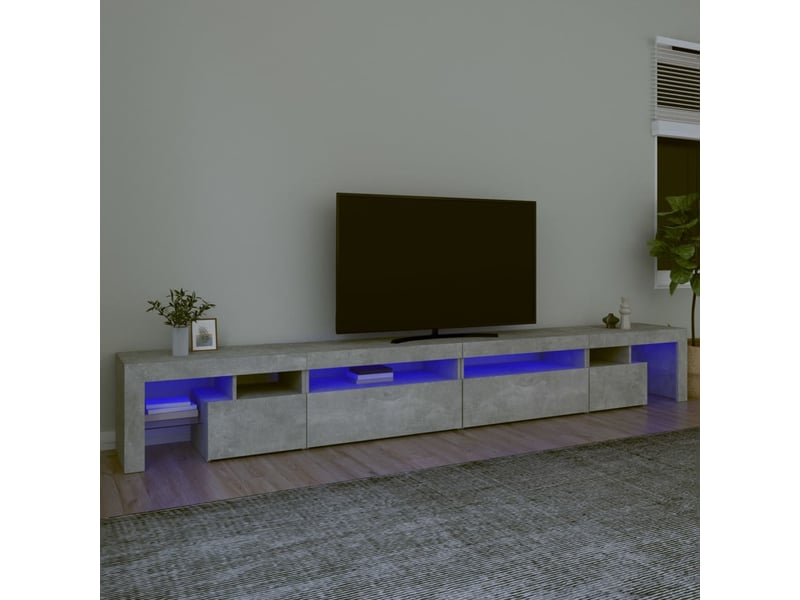  Meuble tv - banc tv - meuble de rangement avec lumières led gris béton 290x36,5x40 cm  - Conforama B