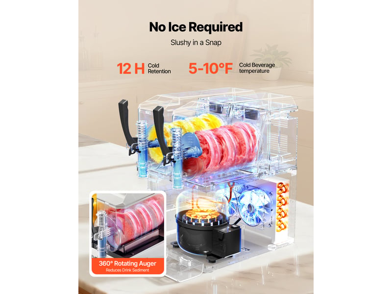  Vevor machine à granité distributeur de boissons glacées 2x3 l pour bar maison  - Conforama C
