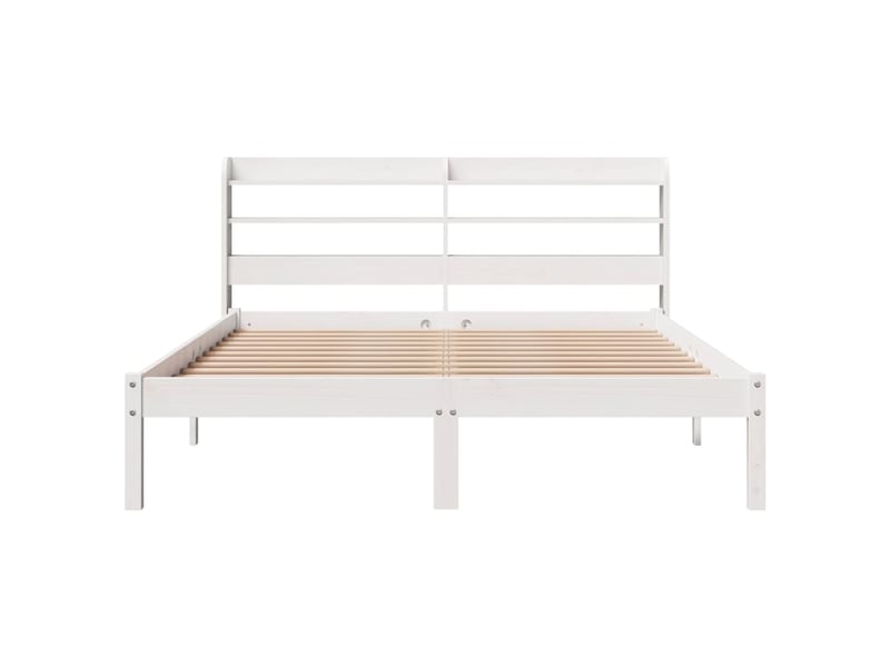  Lit double- lit adulte -  cadre de lit sans matelas blanc 140x190 cm bois de pin massif  - Conforama C