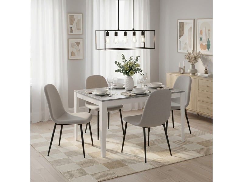  Table de salle à manger extensible avec piètement blanc 156316x90 moon - anthracite  - Conforama B