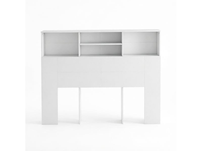  Tête de lit 140 cm blanche avec 4 niches de rangement en mdf et panneau de particules  - Conforama A
