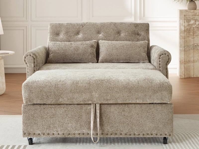  Canapé droit convertible ,2 places,avec dossier réglable en 3 directions ,120 x 80x82,marron  - Conforama B