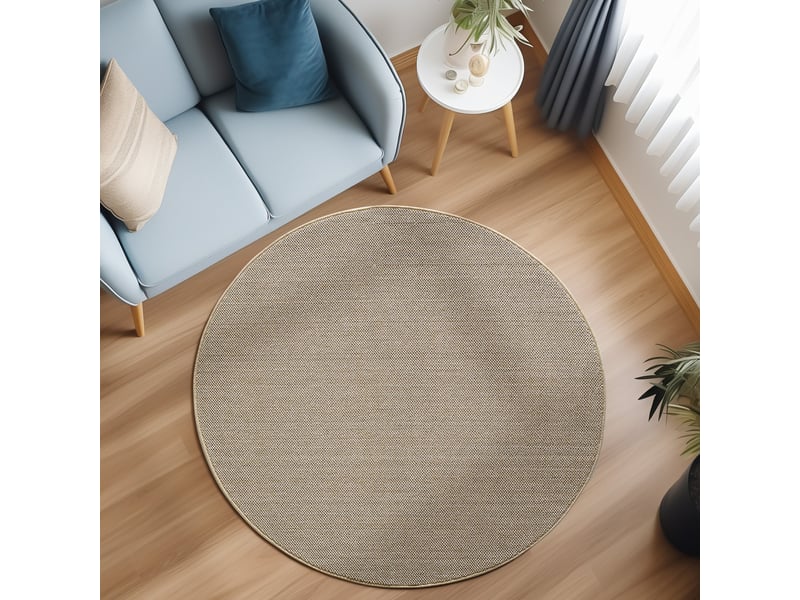 Tapis rond naturel aspect jute beige 160x160cm LOOM1601604300BEIGE - Conforama B