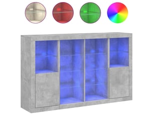 Buffets avec lumières led 3 pcs - bahut - meuble de rangement gris béton bois d'ingénierie