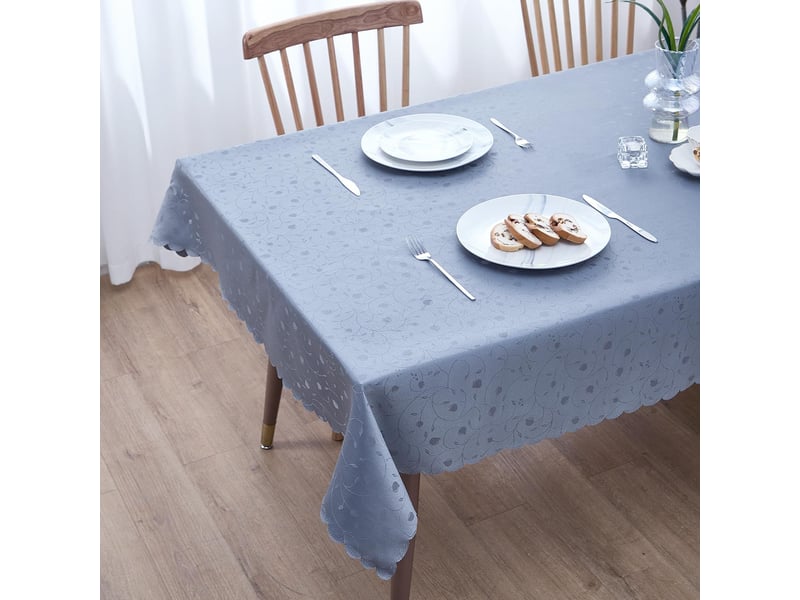  Nappe de table - 140x240 cm - nappe imperméable effet lotus et anti-taches - gris clair  - Conforama C