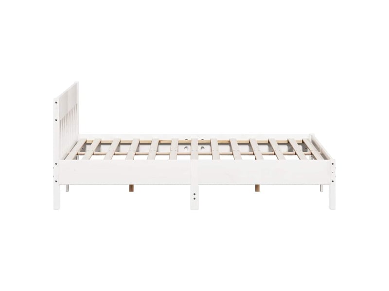 Lit double- lit adulte -  cadre de lit sans matelas blanc 180x200 cm bois massif de pin  - Conforama D