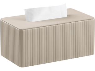 Housse de boîte à mouchoirs en cuir rayé pour salle de bain, chambre, salon, bureau - 1 pièce, abricot, 25 × 13,5 × 11 cm