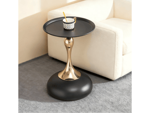 Table d'appoint ronde 38x38x54 cm en acier carbone noir et doré