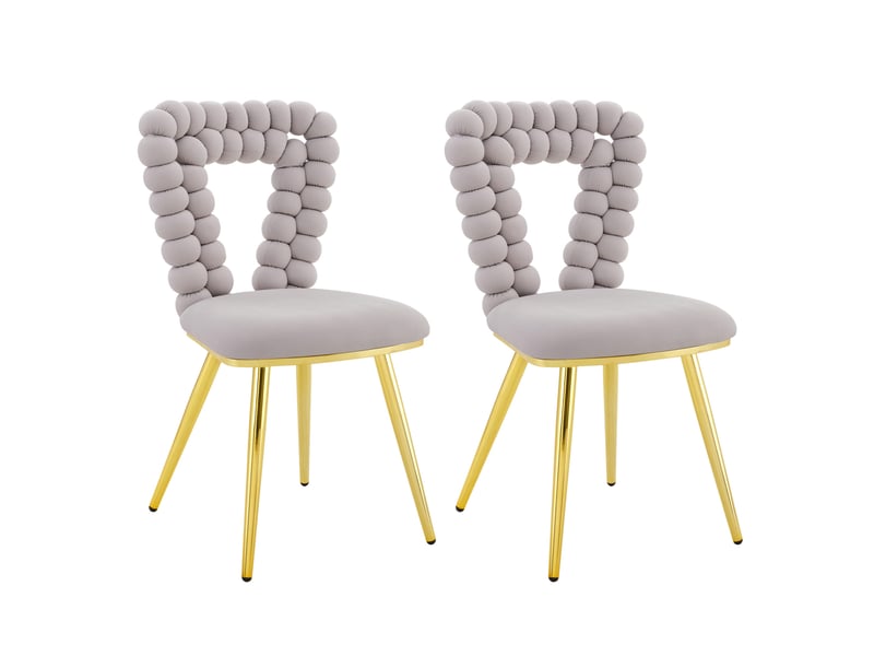  Lot de 2 chaises de salle à manger 45x44x85 cm dossier ajouré pieds en métal gris clair  - Conforama B