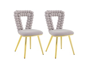 Lot de 2 chaises de salle à manger 45x44x85 cm dossier ajouré pieds en métal gris clair