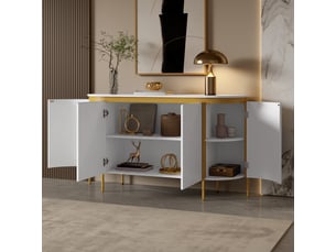 Buffet 4 porte(s) 0 tiroir(s) <strong>WISHDOR</strong> <strong></strong> - 140 cm coloris blanc