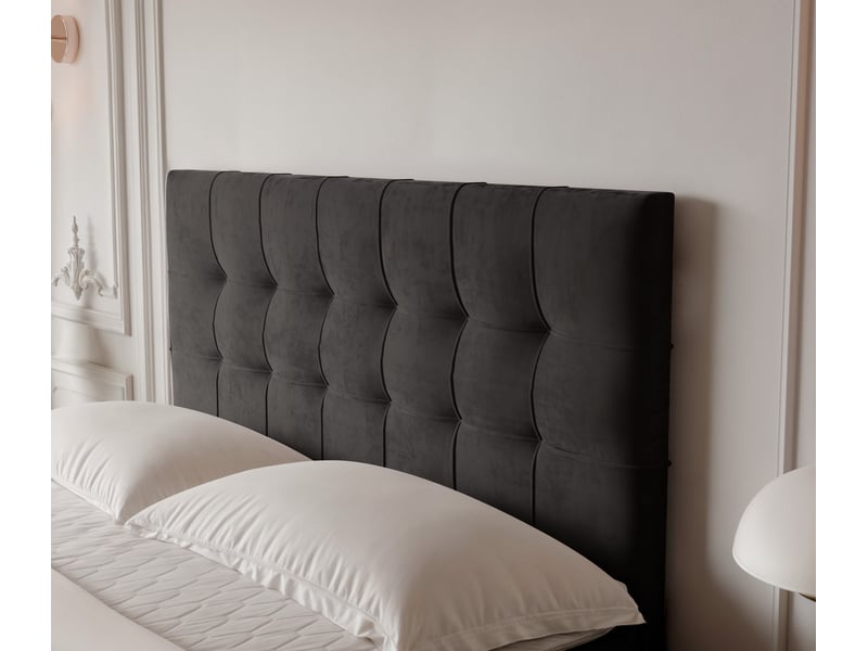  Lit adulte imperial - 160x200 cm - matelas ressorts + surmatelas - coffre de rangement - velours doux hydrofuge noir IMPERIAL - Conforama D